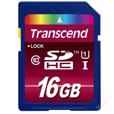 Лот: 2172365. Фото: 1. Карта памяти SD HC 16 GB Transcend... Карты памяти