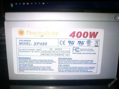 Лот: 120012. Фото: 1. thermaltake 400w 20pin. Корпуса, блоки питания