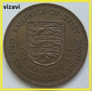 Лот: 18757358. Фото: 1. Джерси 1/12 шиллинга 1960. 300... Великобритания и острова