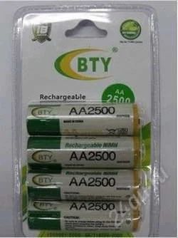 Лот: 2862157. Фото: 1. Аккумуляторы BTY AA 2500mAh Ni-MH. Батарейки, аккумуляторы, элементы питания