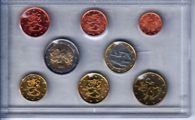 Лот: 11849394. Фото: 1. Набор евромонет Финляндия 2002г... Наборы монет