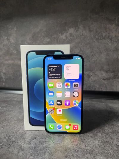 Лот: 19700063. Фото: 1. Отличный iPhone 12 64Gb Blue Ростест... Смартфоны
