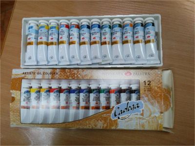 Лот: 6945162. Фото: 1. Набор художественных масляных... Краски, кисти