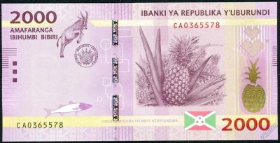 Лот: 5964554. Фото: 1. Бурунди 2000 франков 2015г = ПРЕСС. Африка