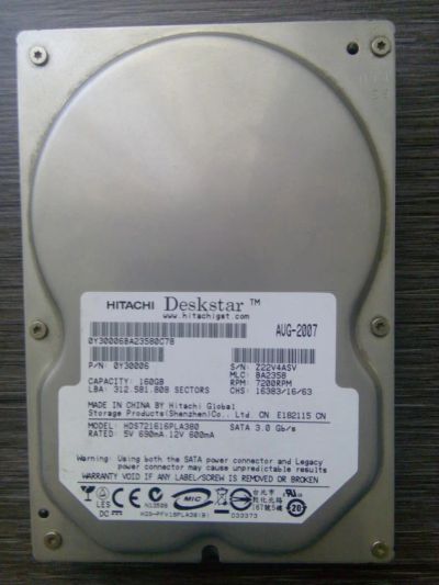 Лот: 6289073. Фото: 1. Жесткий диск Hitachi HDS721616PLA380... Жёсткие диски