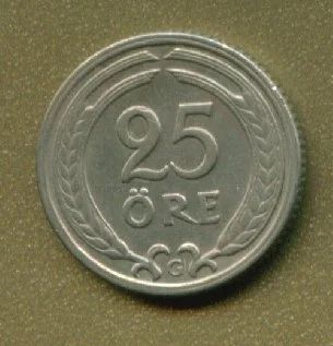 Лот: 9979241. Фото: 1. Швеция 25 эре 1940 (663). Европа