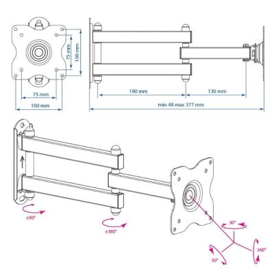 Лот: 14832801. Фото: 1. Кронштейн для LCD/LED тв 10"-28... Кронштейны, стойки, подставки