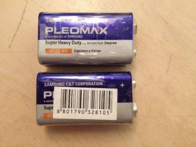 Лот: 8949406. Фото: 1. Крона Pleomax 2 шт 9V 6F22 С РУБЛЯ... Батарейки, аккумуляторы, элементы питания