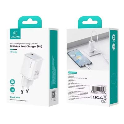 Лот: 25794963. Фото: 1. СЗУ USAMS CC251 USB-C PD 30W GaN... Зарядные устройства, блоки питания, адаптеры сетевые для смартфонов