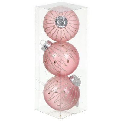 Лот: 24122589. Фото: 1. Елочный шар 3 шт, rose pink, 8... Гирлянды, шарики, новогодние аксессуары