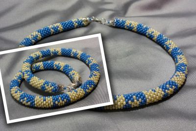 Лот: 7128154. Фото: 1. Жгут-колье "Зима" голубая. Бижутерия ручной работы