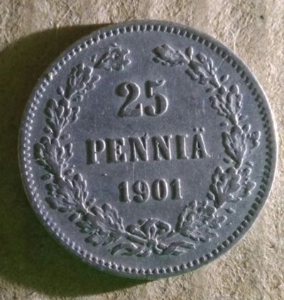 Лот: 15199875. Фото: 1. 25 пенни 1901 года серебро. Россия до 1917 года