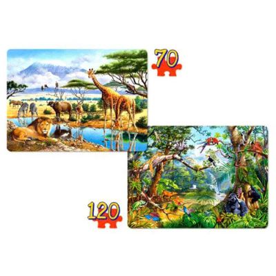 Лот: 4228926. Фото: 1. Пазлы 135+70 Саванна и джунгли... Пазлы