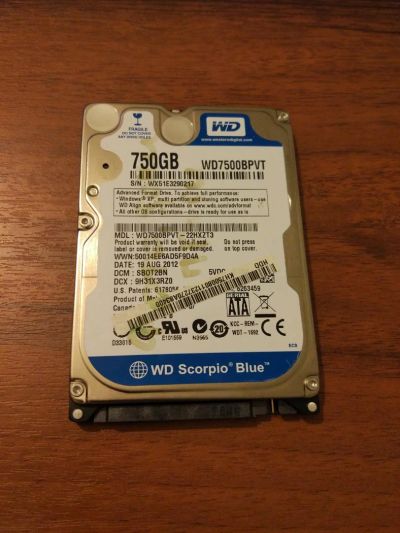 Лот: 9604436. Фото: 1. HDD 2.5" 750 Gb WD, отличное состояние... Жёсткие диски (HDD)