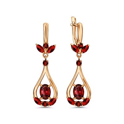 Лот: 23852658. Фото: 1. Серьги TALANT из золота с гранатом. Серьги, каффы