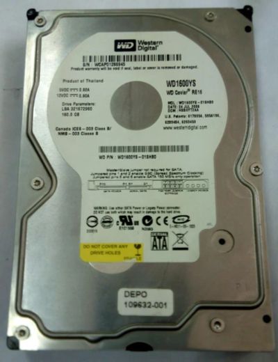 Лот: 8073887. Фото: 1. Жесткий диск SATA WD1600YS 160Гб... Жёсткие диски (HDD)