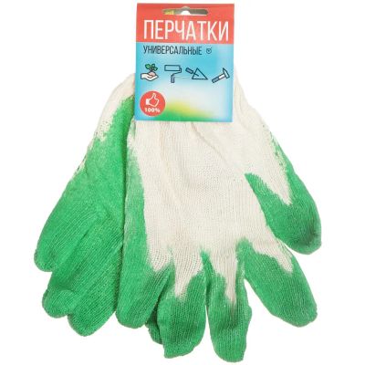 Лот: 24122680. Фото: 1. Перчатки х/б, латексный облив... Ручные орудия труда