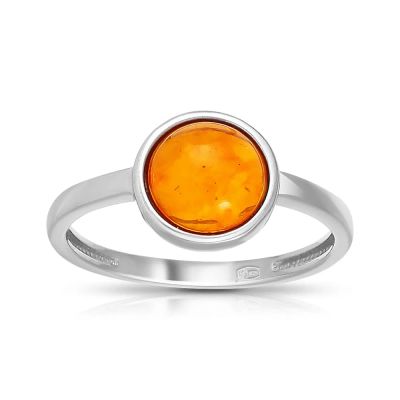 Лот: 23795303. Фото: 1. Серебряное кольцо с янтарем. Кольца, перстни