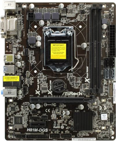 Лот: 17027187. Фото: 1. Материнская плата ASRock H81M-DGS... Материнские платы