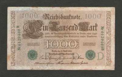 Лот: 10275722. Фото: 1. 1000 марок 1910 года. Германия... Германия и Австрия