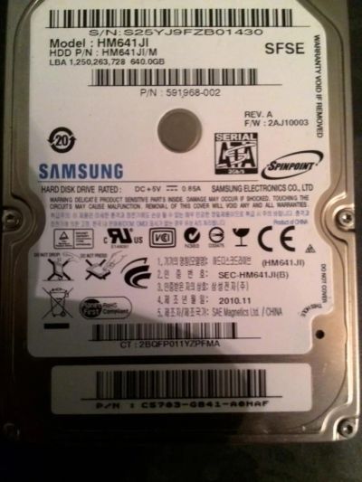 Лот: 8783410. Фото: 1. Samsung HM641JI. Жёсткие диски (HDD)