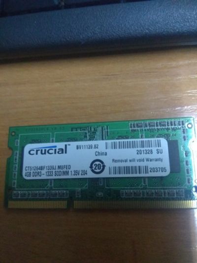 Лот: 17435663. Фото: 1. Crucial 4GB DDR3 1333 sodimm. Оперативная память