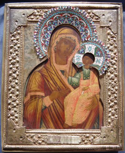 Лот: 18737098. Фото: 1. Старинная икона Матери Божией... Другое (живопись, скульптура, фото)