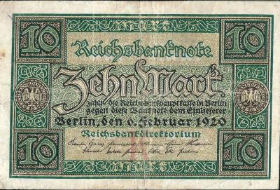 Лот: 12087030. Фото: 1. 10 марок 1920 г. Веймарская Республика... Германия и Австрия