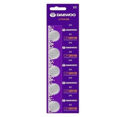 Лот: 22143258. Фото: 1. DAEWOO CR2016/5BL Lithium (5/100... Батарейки, аккумуляторы, элементы питания