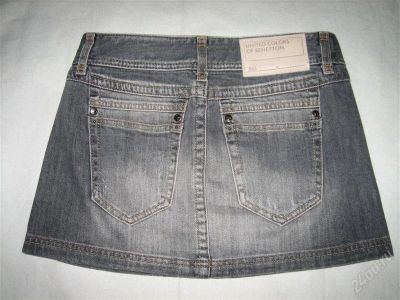Лот: 1757636. Фото: 1. джинсовая мини-юбка benetton. Юбки