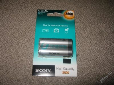 Лот: 1662379. Фото: 1. Аккумуляторы АА Sony 2500 mA. Батарейки, аккумуляторы, элементы питания