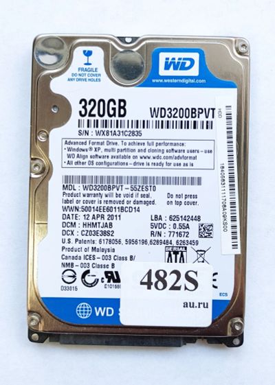 Лот: 18445317. Фото: 1. Жесткий диск SATA-II 2,5 WD3200BPVT... Жёсткие диски (HDD)