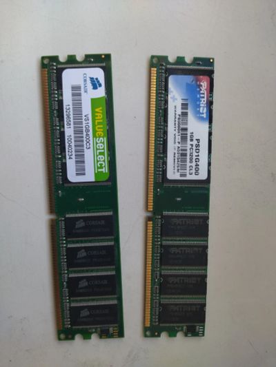 Лот: 25671580. Фото: 1. Комплект DDRI PC3200 1GB из 2х... Оперативная память