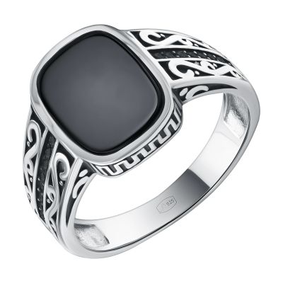 Лот: 23850389. Фото: 1. Серебряный перстень с агатом и... Кольца, перстни