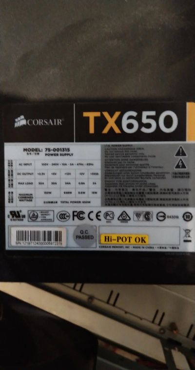 Лот: 11971508. Фото: 1. Corsair TX 650. Корпуса, блоки питания