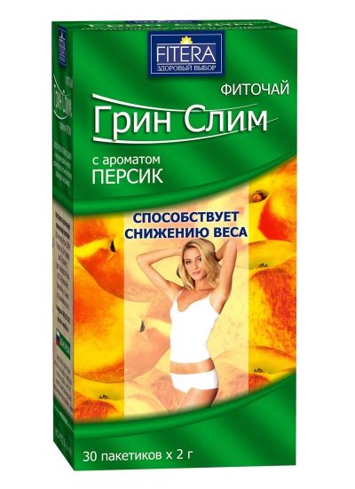 Лот: 23712666. Фото: 1. Грин Слим чай персик ф п 2г №30. Лекарства