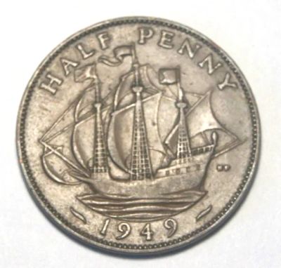 Лот: 8641574. Фото: 1. Великобритания 1/2 пенни 1949... Великобритания и острова