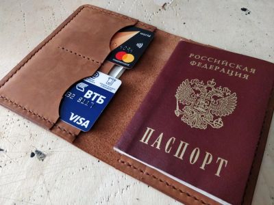 Лот: 11122901. Фото: 1. Обложка на паспорт. Натуральная... Бумажники, кошельки, портмоне
