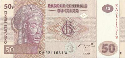 Лот: 9127978. Фото: 1. Конго, 50 франков, 2007 г. UNC. Африка