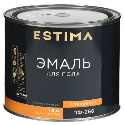 Лот: 25041634. Фото: 1. Эмаль Estima, ПФ-266, для пола... Краски, лаки, растворитель