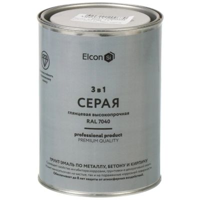 Лот: 25021269. Фото: 1. Грунт-эмаль Elcon, 3в1, алкидная... Краски, лаки, растворитель