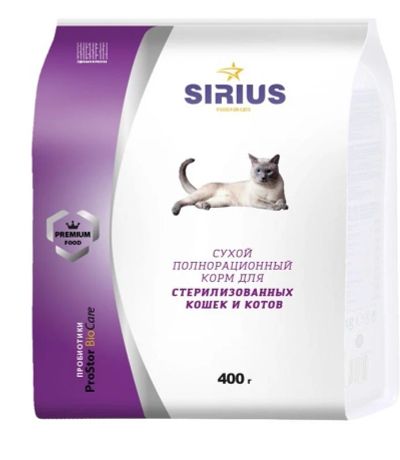 Лот: 13949305. Фото: 1. Sirius (Сириус) 400г сухой корм... Корма