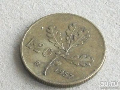 Лот: 17886413. Фото: 1. Монета 20 лир Италия 1957 Флора... Европа