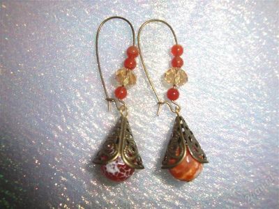 Лот: 1399228. Фото: 1. Ручная сборк серьги "Бубенчики... Серьги, каффы