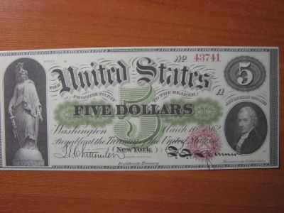 Лот: 5095086. Фото: 1. США 5 долларов 1862 года. Америка