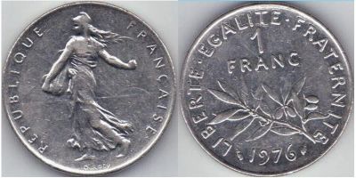 Лот: 4080741. Фото: 1. Франция. 1 франк, 1999 г. Европа