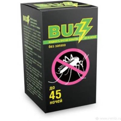 Лот: 6270166. Фото: 1. Жидкость от комаров BUZZ 45 НОЧЕЙ... Средства от насекомых и грызунов