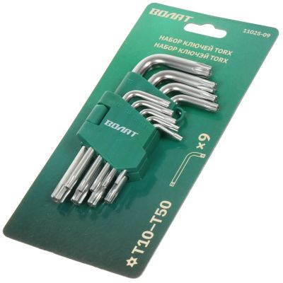 Лот: 24083188. Фото: 1. Ключ Torx, 9 предметов, Волат... Ручной инструмент
