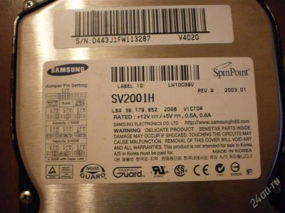 Лот: 960867. Фото: 1. SAMSUNG SV2001H 20GB. Жёсткие диски (HDD)