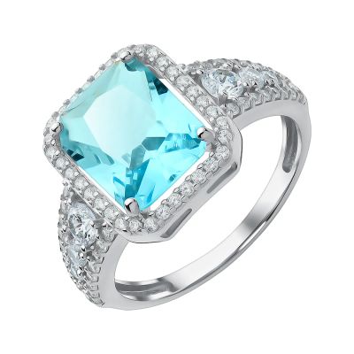 Лот: 23863435. Фото: 1. Серебряное кольцо с фианитами... Кольца, перстни